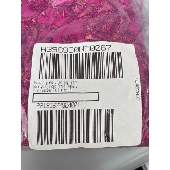 Isaac Mizrahi Live Tall 24/7 Stretch Printed Pedal Pushers 10 Pink Paisley NEW - Picture 2 of 7